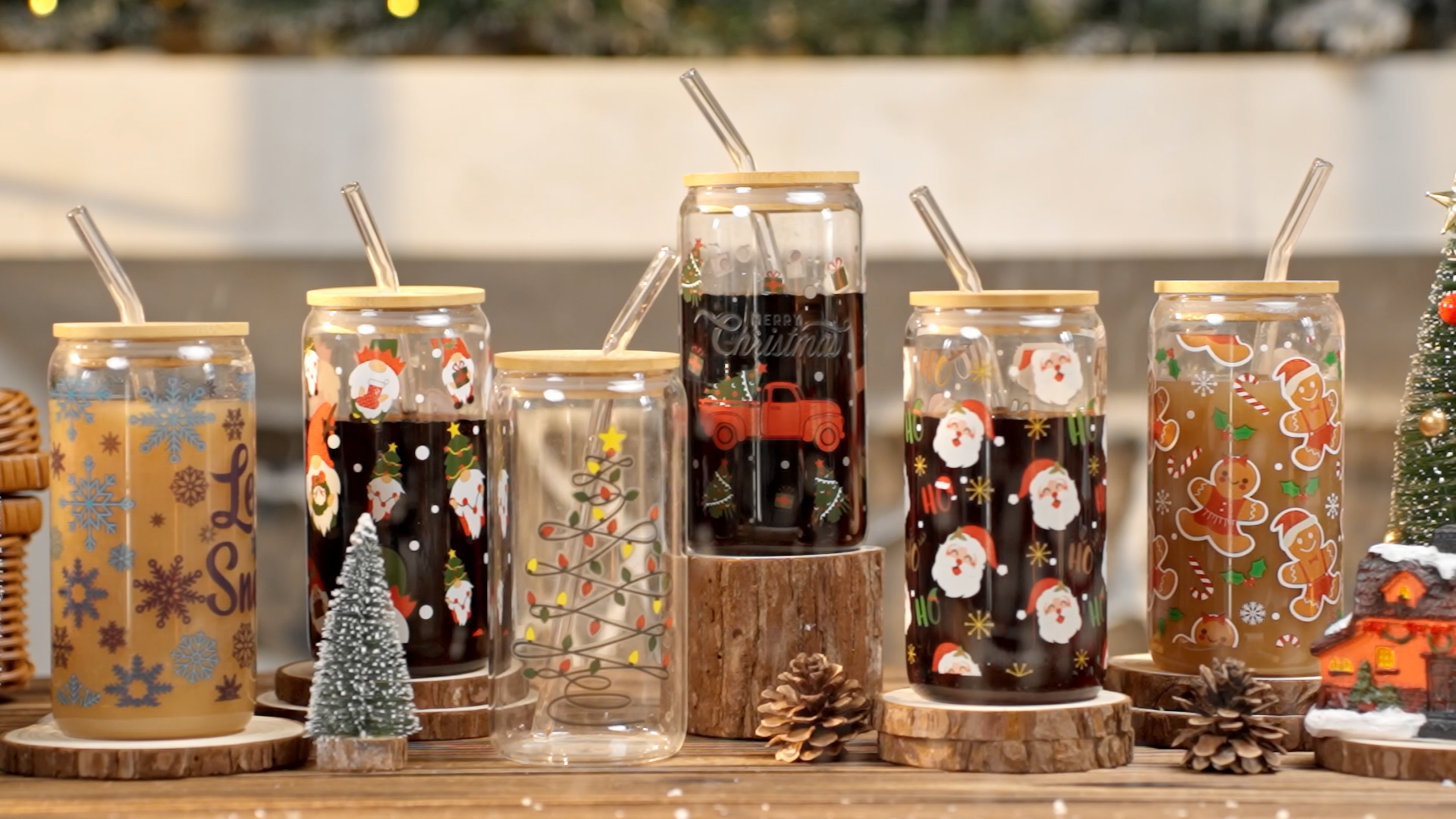 Amazon.com: Umigy 6 Pcs Christmas Gift Glasses Cups 16oz Christmas